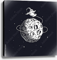 Постер Космонавт, летящий вокруг Луны