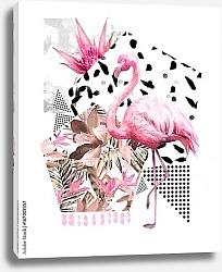 Постер Абстракция с розовым фламинго 2