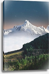 Постер Белая гора на фоне зеленого леса