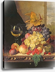 Постер Ладель Эдвард A Still Life with Grapes, Raspberries and a Glass of Wine