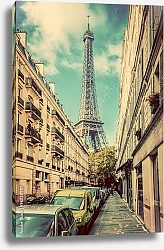 Постер Париж, Франция. Улица с видом на Эйфелеву башню