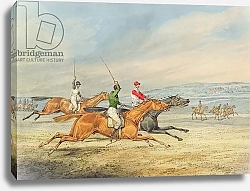 Постер Олкен Генри (охота) Steeplechasing: Three Riders galloping to right, mounted spectators in background
