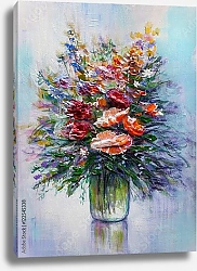 Постер Букет цветов в стеклянной вазе