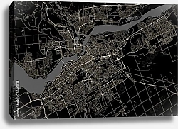 Постер План города Оттава, Канада, в черном цвете