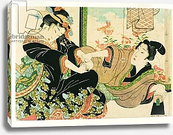 Постер Кэйсай Эйсэн Lovers by a painted screen, 1815-25