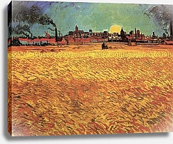 Постер Ван Гог Винсент (Vincent Van Gogh) Закат, пшеничные поля близ Арля