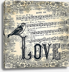 Постер Любовь. Птица на фоне нот