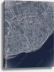 Постер План города Лиссабон, Португалия, в синем цвете