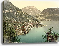 Постер Швейцария. Город Герзау и гора Фрональпшток