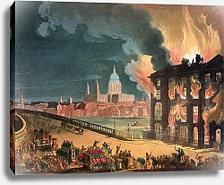Постер Роуландсон Томас Fire at Albion Mill, Blackfriars Bridge, from Ackermann's 'Microcosm of London' c.1808-11