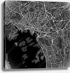 Постер План города Осло, Норвегия, в черном цвете