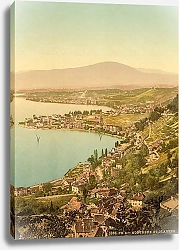 Постер Швейцария. Вид на города Монтрё и Кларанс