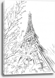 Постер Париж в Ч/Б рисунках #21