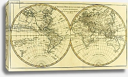 Постер Бонне Чарльз (карты) Map of the World in two Hemispheres, 1780