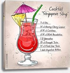 Постер Сингапурский слинг-коктейль