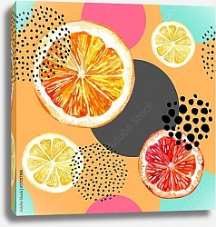 Постер Красочный узор с апельсинами и грейпфрутами