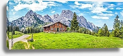 Постер Швейцария. Альпийские луга с горным шале