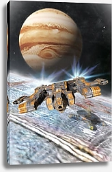 Постер Космический корабль и лунная база на Венере