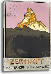 Постер Кардино Эмиль Poster advertising Zermatt, Switzerland, 1908