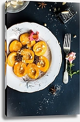 Постер Тарелка с персиками и корицей