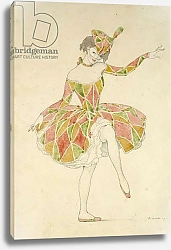 Постер Сомов Константин Design for Anna Pavlova's Costume of Columbine in 'Arlequinade', 1909