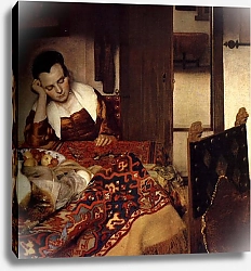 Постер Вермеер Ян (Jan Vermeer) Спящая молодая женщина
