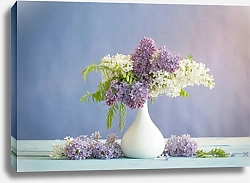 Постер Still life with a blooming branch of lilac