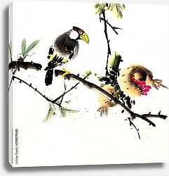Постер Китайская птичка на ветке