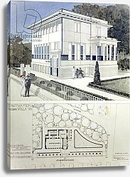 Постер Вагнер Отто Villa Wagner, Vienna, design showing the exterior of the house, built of steel and concrete, 1913