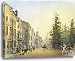 Постер Садовников Василий Придворный выезд от главного подъезда Большого дворца в Петергофе. 1852