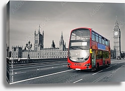 Постер Англия, Лондон. Современный красный автобус №2