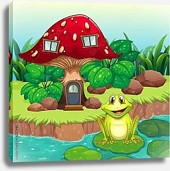 Постер Домик-гриб и лягушка