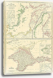 Постер Карта в 2-х частях: Балтийское море: Аландские острова, Ботанический и Финский заливы, Черное море: Крым, окрестности Севастополя, 1872 г.