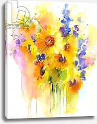 Постер Килинг Джон (совр) Sunflowers and delphinium, 2016,