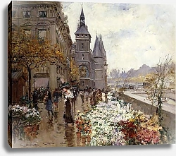 Постер Стейн Джордж A Flower Market Along the Seine,
