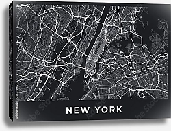Постер Темная горизонтальная карта Нью-Йорка