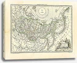 Постер Карта России: Сибирь и Аляска, 1812г. 1