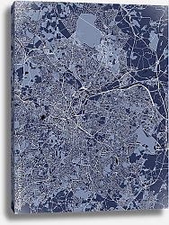 Постер План города Бирмингем, Великобритания, в синем цвете