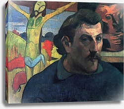 Постер Гоген Поль (Paul Gauguin) Автопортрет с жёлтым Христом