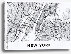 Постер Светлая горизонтальная карта Нью-Йорка