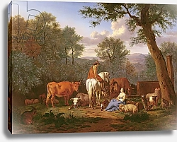 Постер Велде Адриан Landscape with Cattle and Figures, 1664