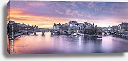 Постер Франция, Париж. Панорама с мостом через остров