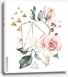 Постер Букет роз с геометрической многоугольной формой