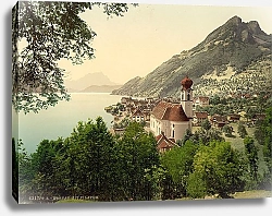 Постер Швейцария. Город Герзау и гора Пилатус