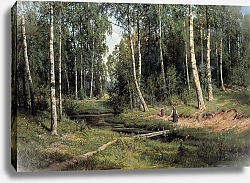Постер Шишкин Иван Ручей в березовом лесу. 1883