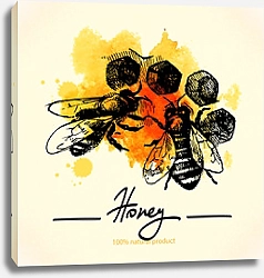 Постер Медовые соты и пчелы