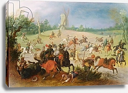 Постер Вранкс Себастьян A cavalry battle in a wooded valley before a windmill