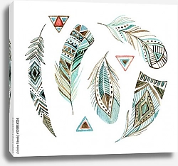 Постер Акварельные индейские перья