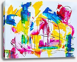 Постер Абстракция с разноцветными мазками на белом фоне