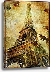 Постер Эйфелева башня - старинная открытка
